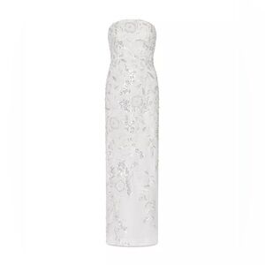 NWT MILLY Magnolia Silver Beaded Sequin Maxi Gown Dress Size 6